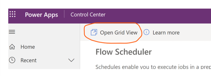 Scheduler - Open Grid View