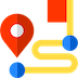 An icon that indicates a path between two points, like directions in a GPS