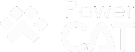 A logo with a paw print and the words Power Cat