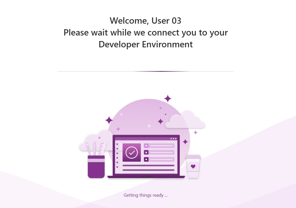 Loading developer environment creation