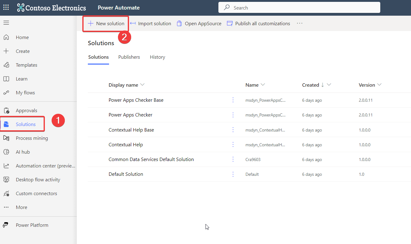 "Create new solution"