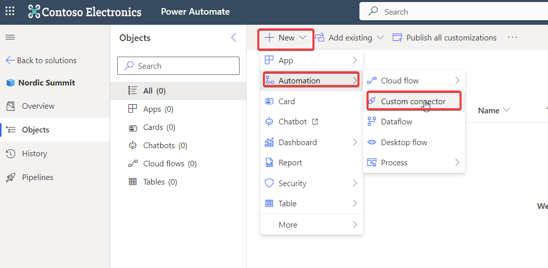 "Create new Connector"