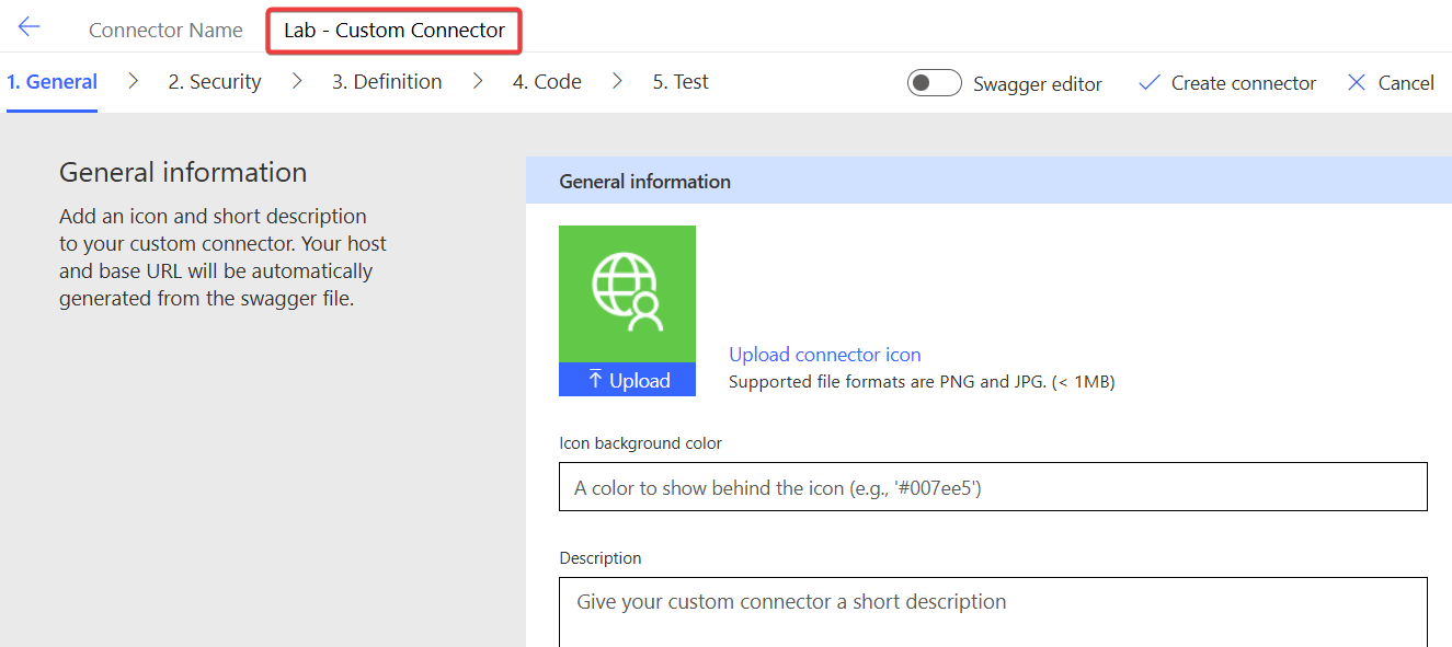 "Create Connector Wizard - Naming