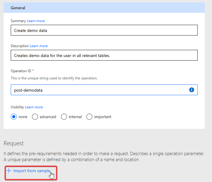 "Create Request from Example"