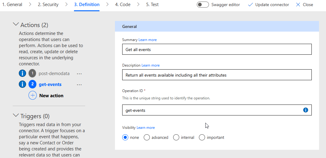 "Action with filled descriptions"