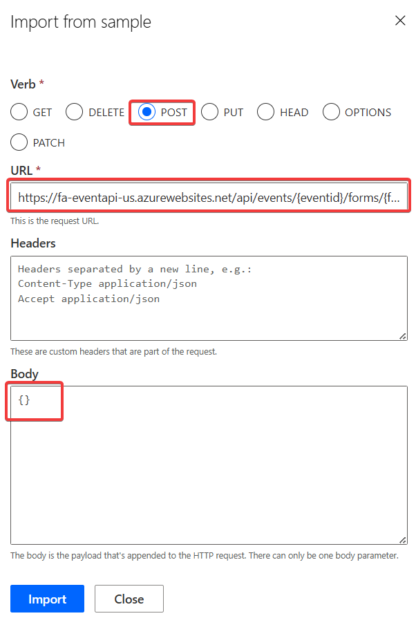 "Import Submit Form"