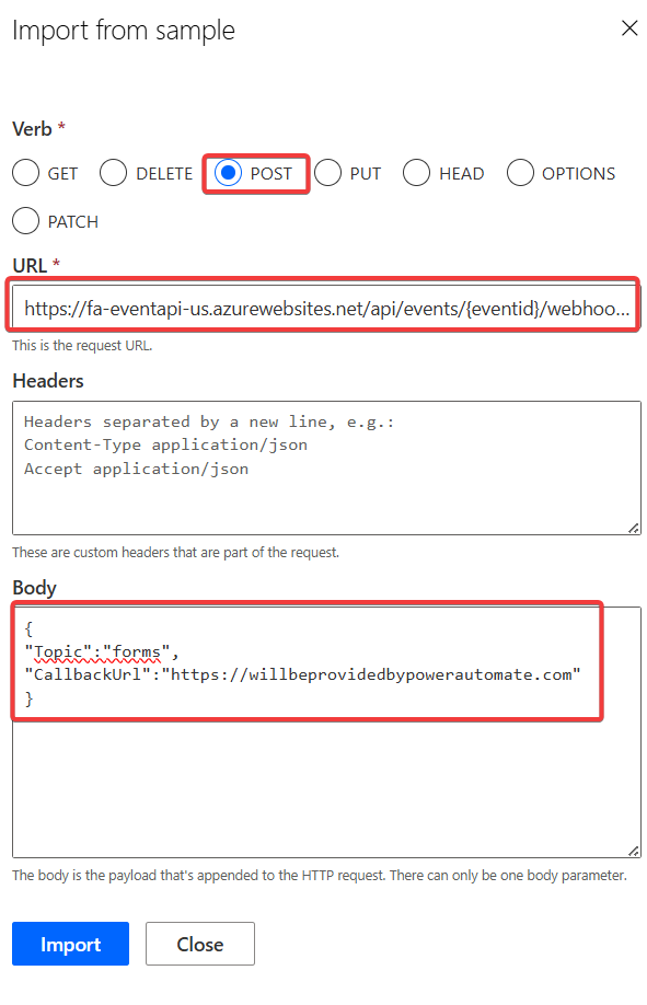 "Trigger import wizard"