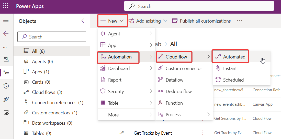 "Create Automated Flow"