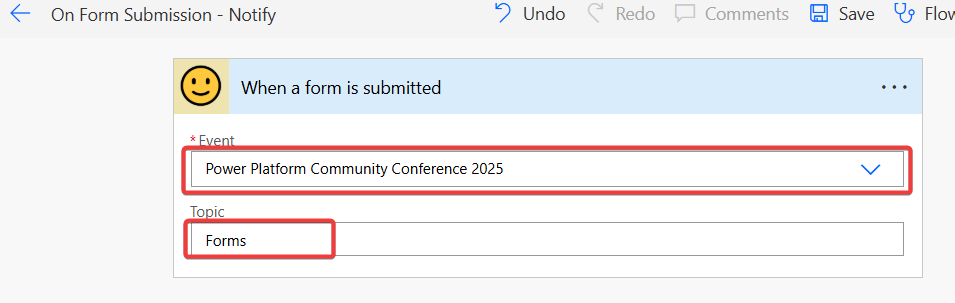 "Selected event in trigger"