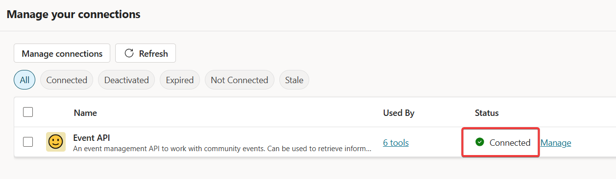 "Connection Manager - Connected"