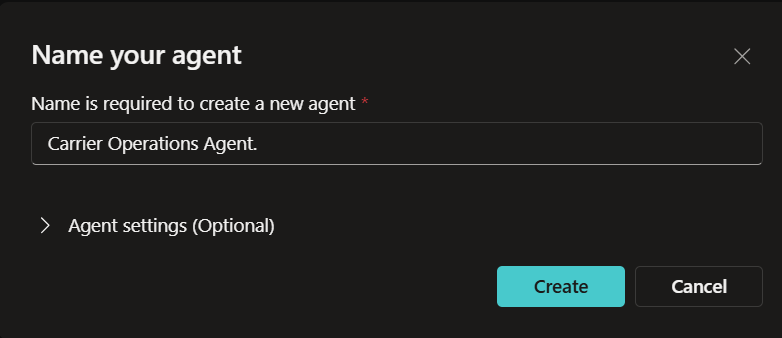 Create the Carrier agent and governed recovery cloud flow · Apps ...