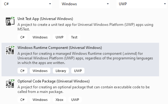 C# Windows Runtime Component (Universal Windows)