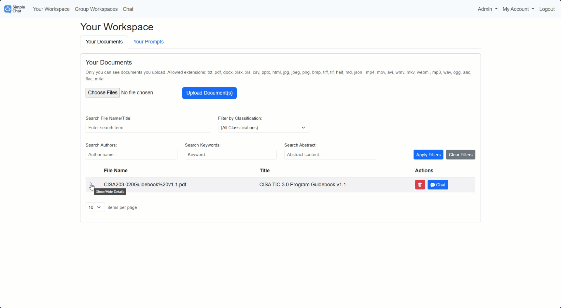 Chat with Searching your Documents Demo