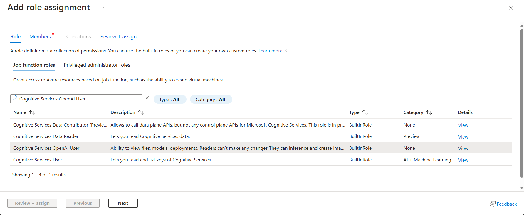add role assignment - job function
