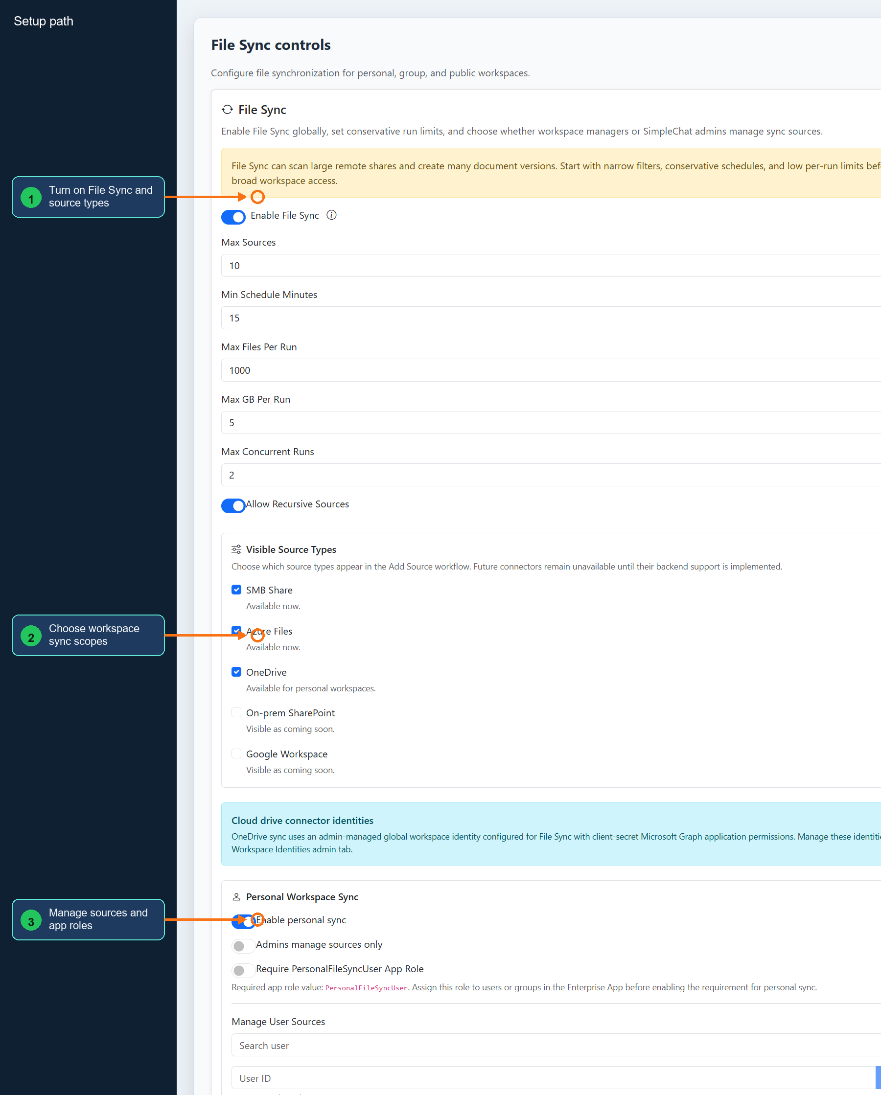 Annotated File Sync controls
