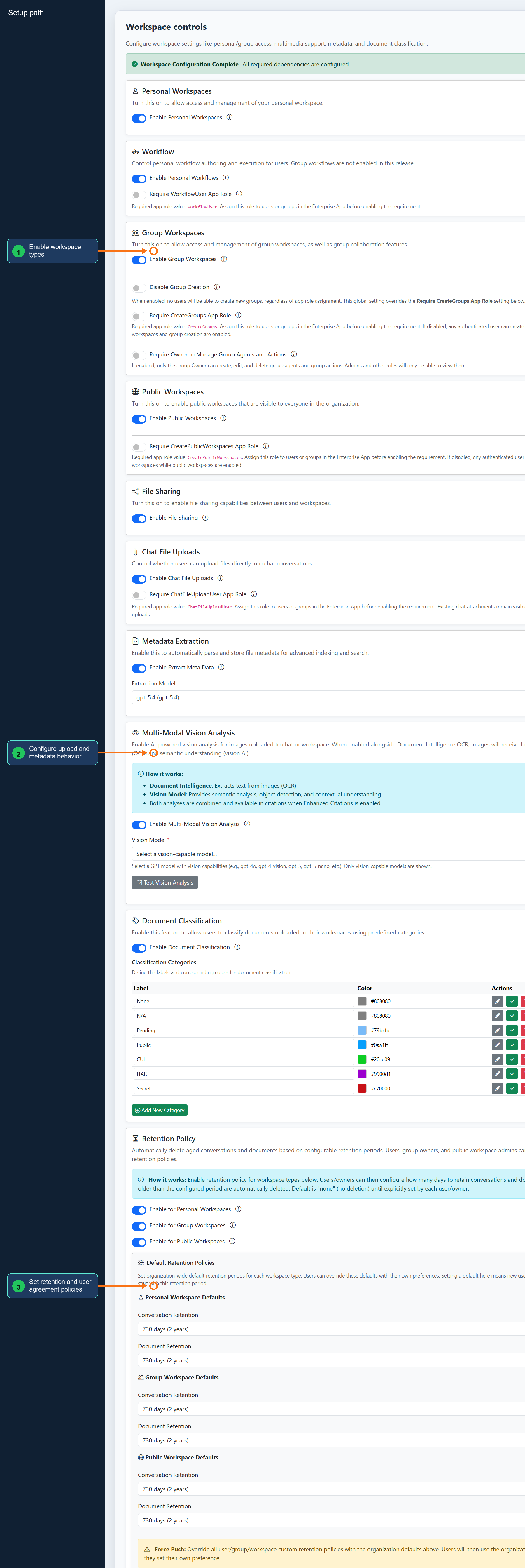 Annotated Workspace controls