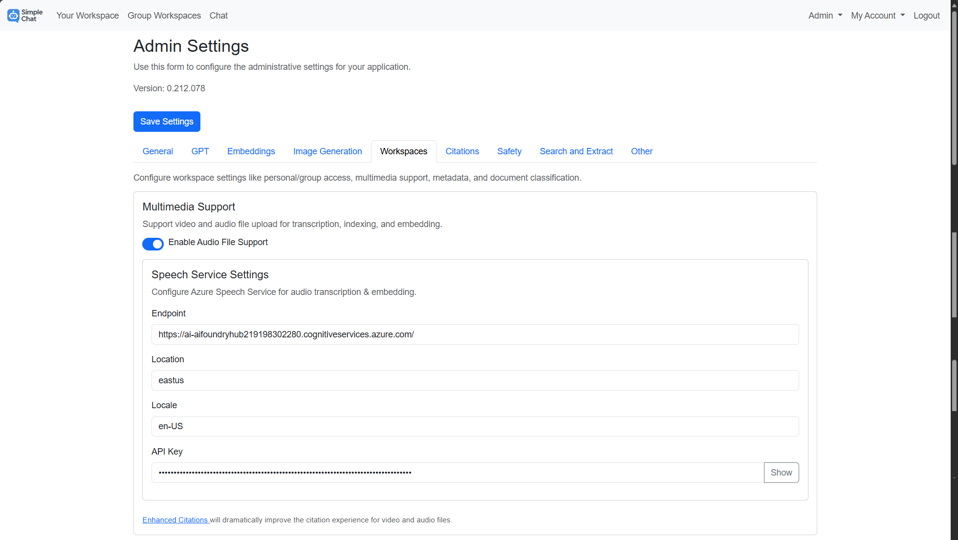 Admin settings - Enable audio file support