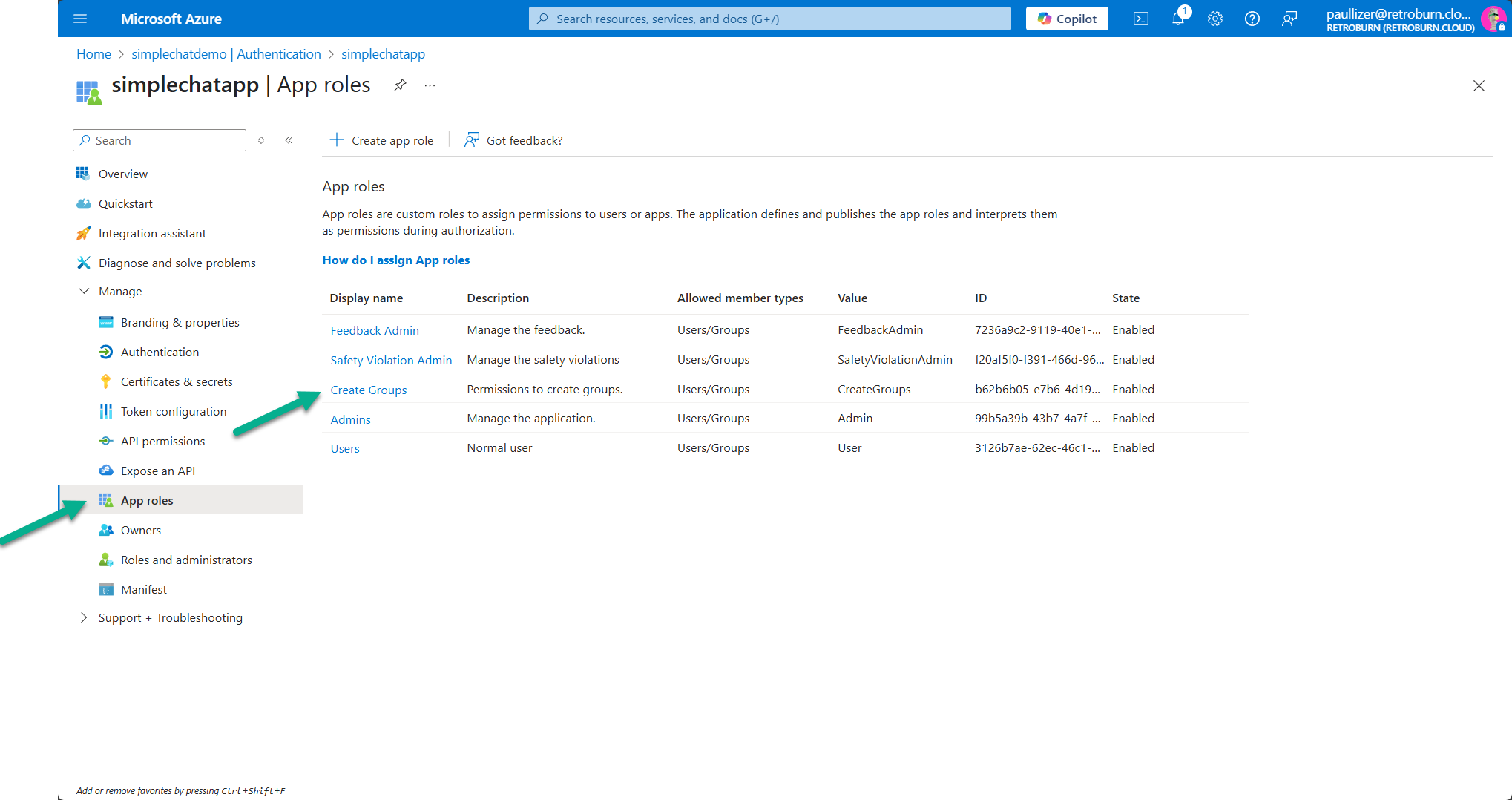 App Registration - App Role - Create Group