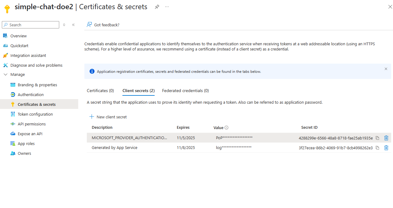App Registration Settings