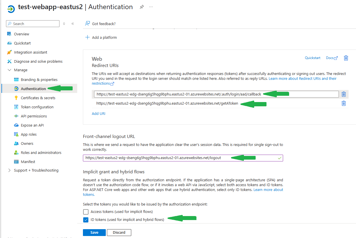 App Registration Settings