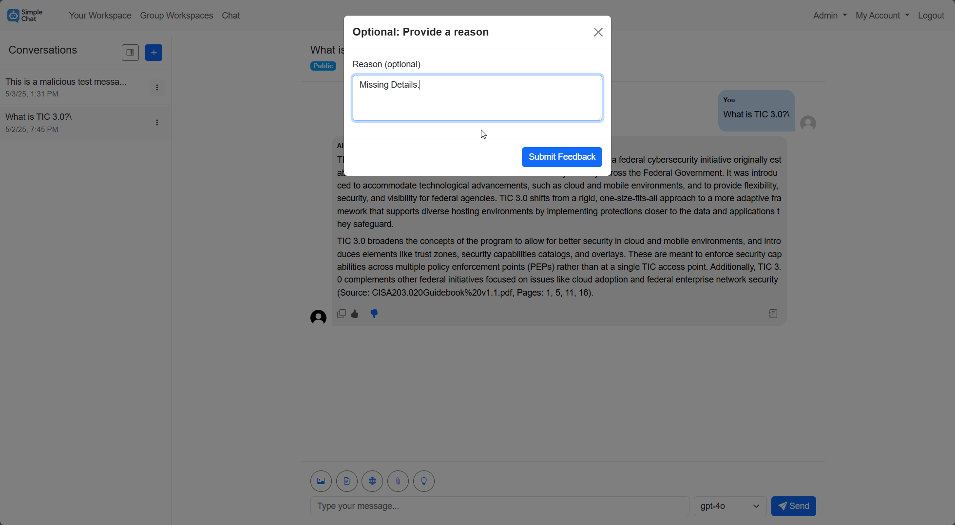 Chat - Negative Feedback