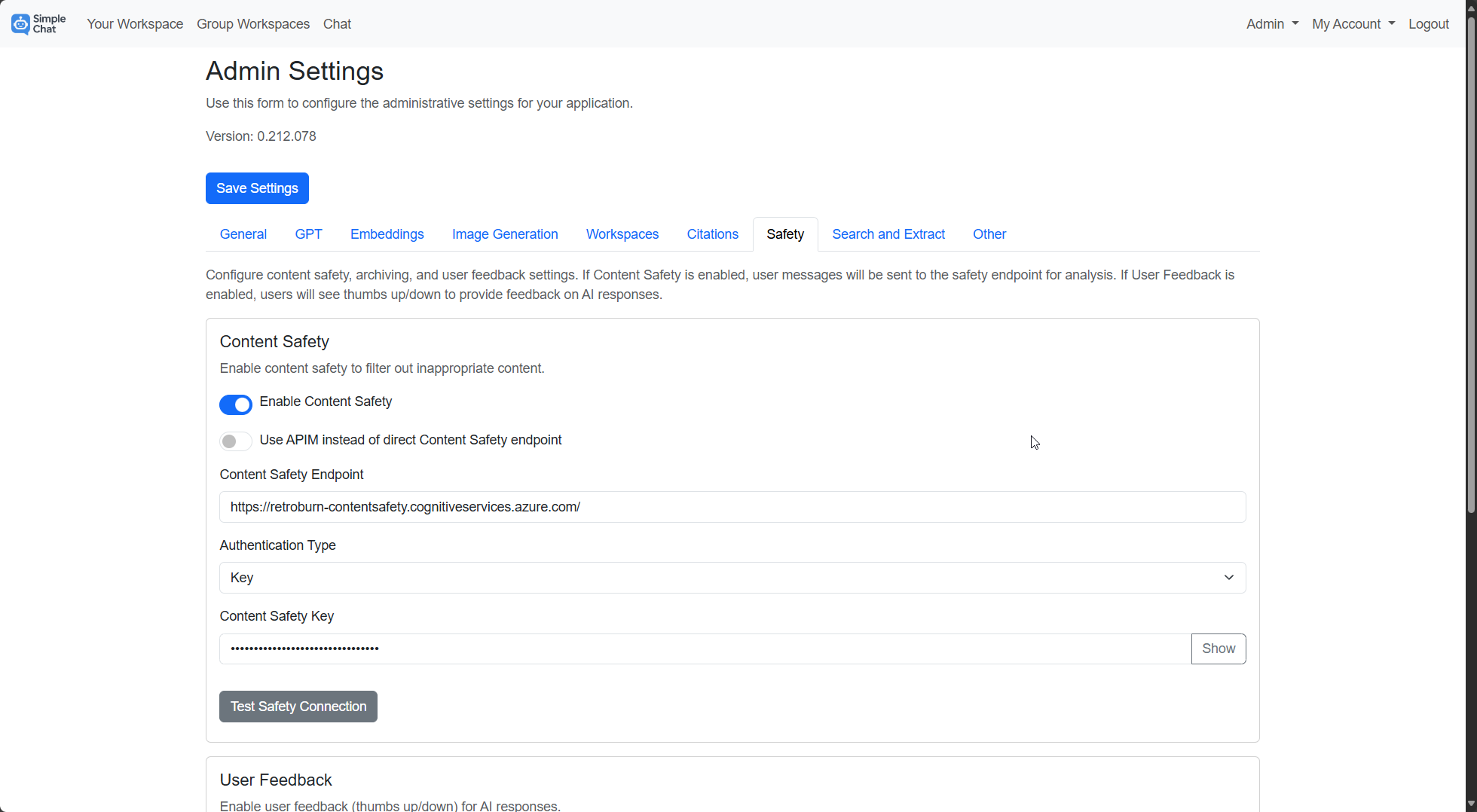 Content Safety - Settings