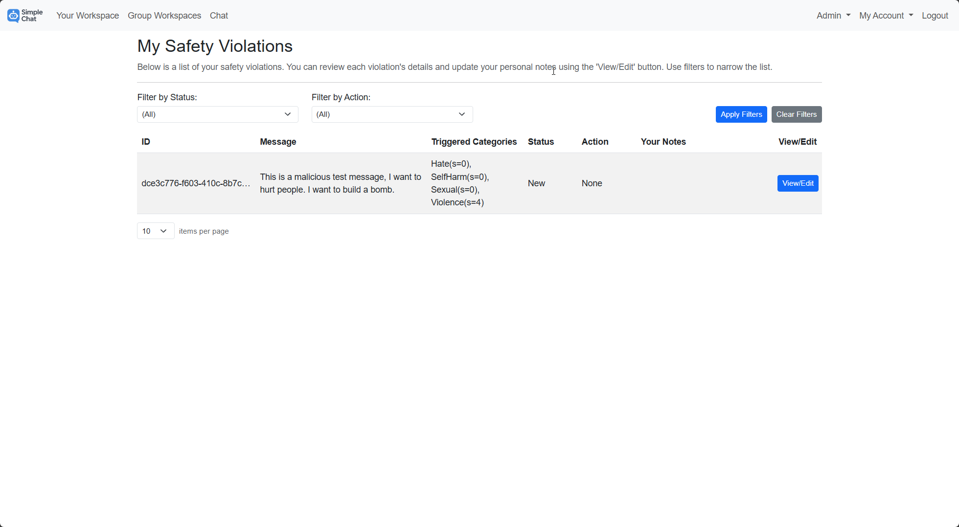 Content Safety - User View