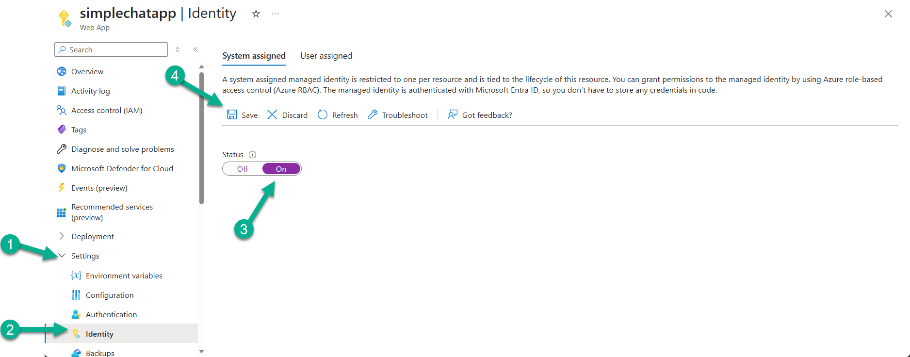 enable managed identity
