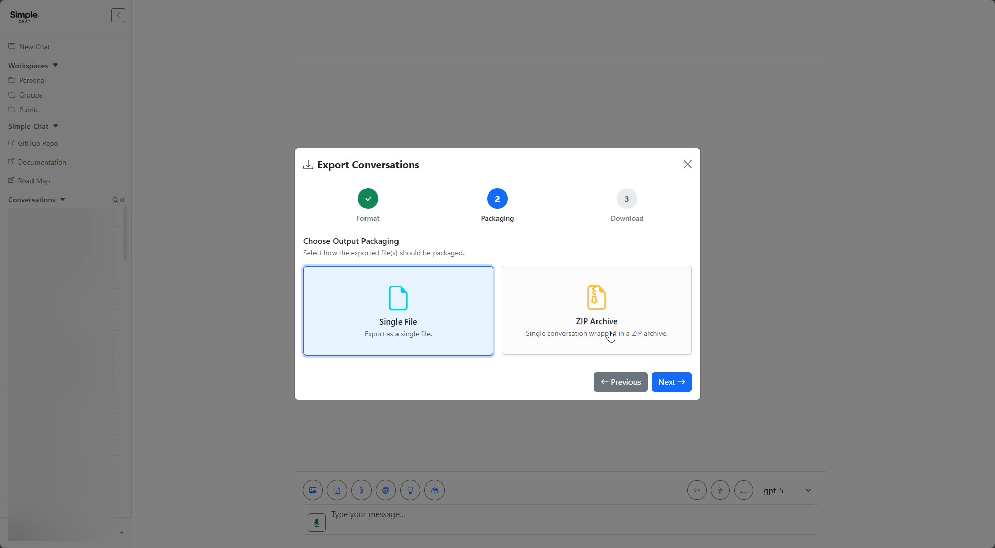 Step 2 - Choose output packaging