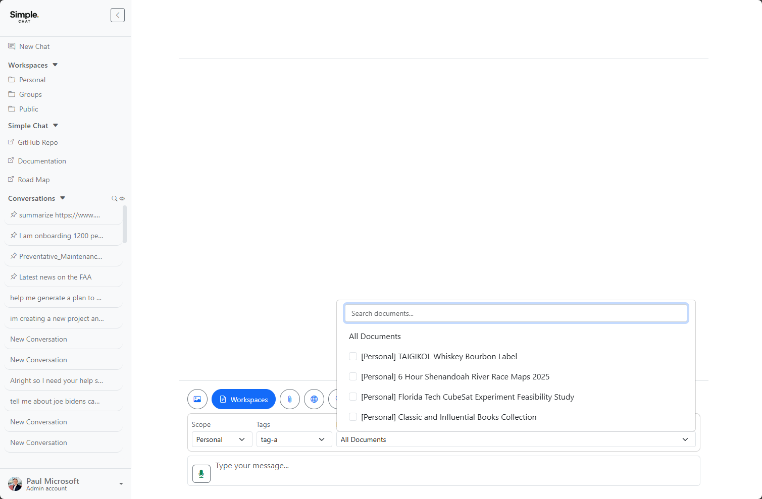 Tags, Grid View, and Chat Filtering | Simple Chat Documentation