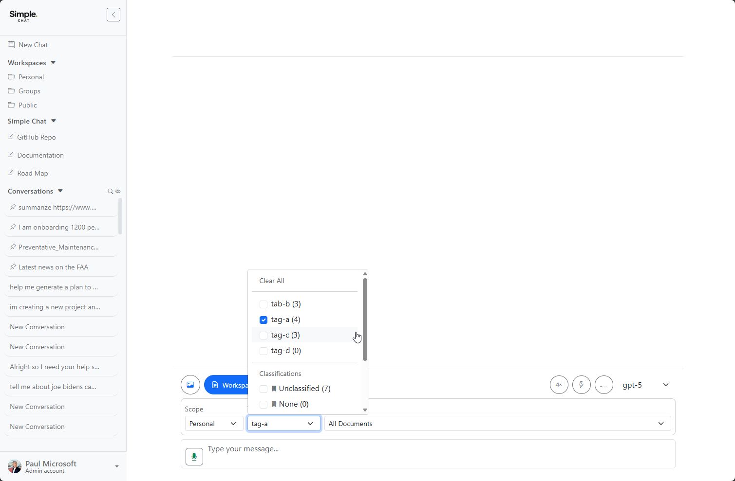 Tags, Grid View, and Chat Filtering | Simple Chat Documentation