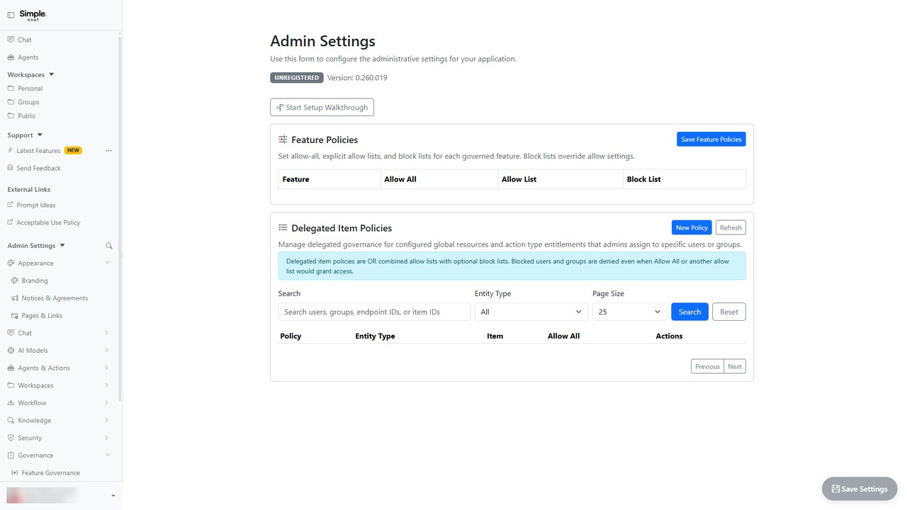Governance Policy Block Lists & Admin Policy Tools screenshot placeholder