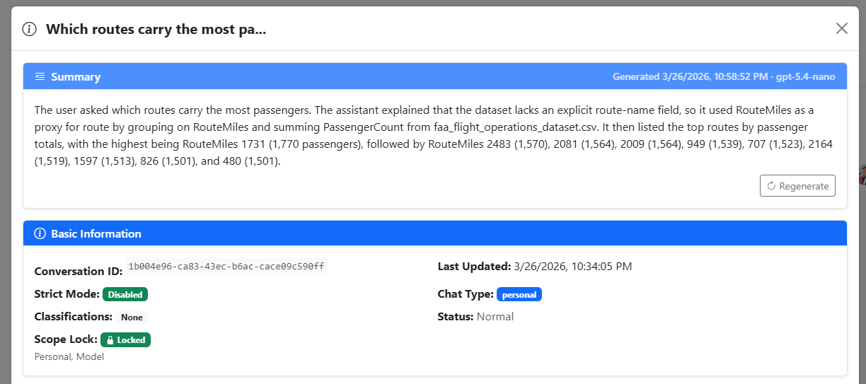 Conversation summary card screenshot