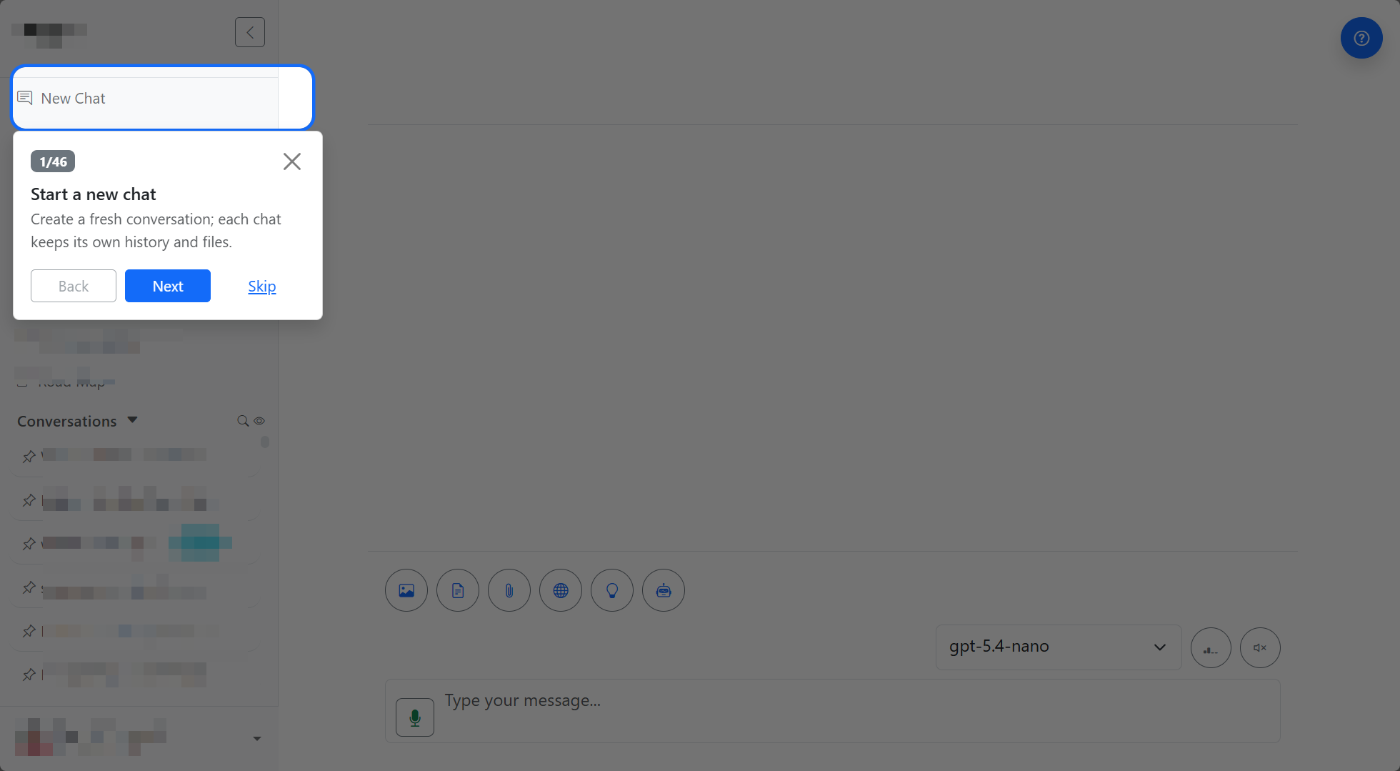 Guided chat tutorial screenshot