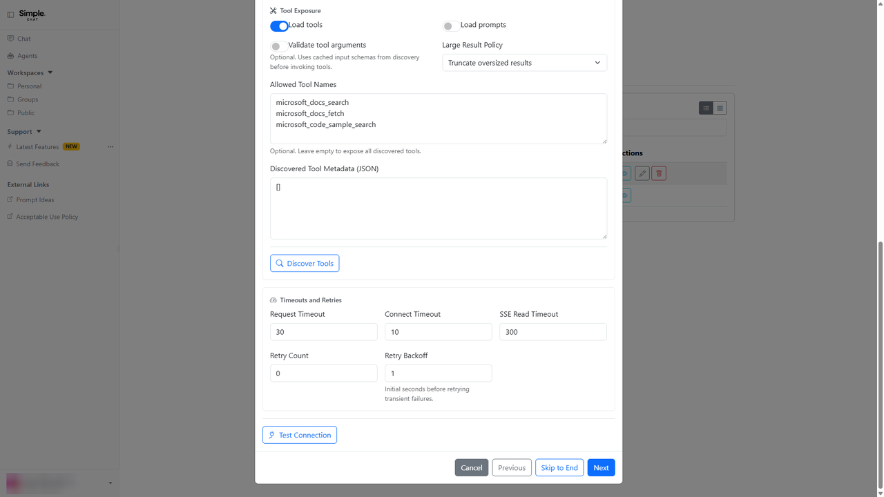 Test Connection Button screenshot placeholder