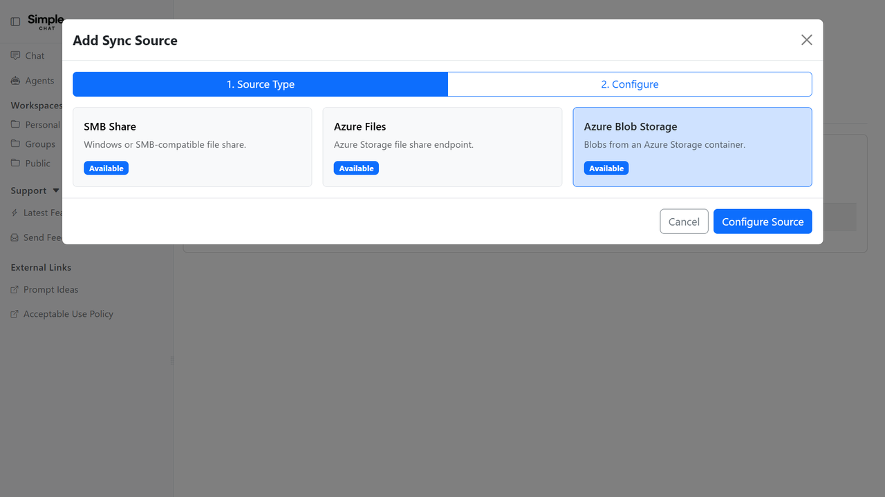 Add a Blob Storage Source screenshot placeholder