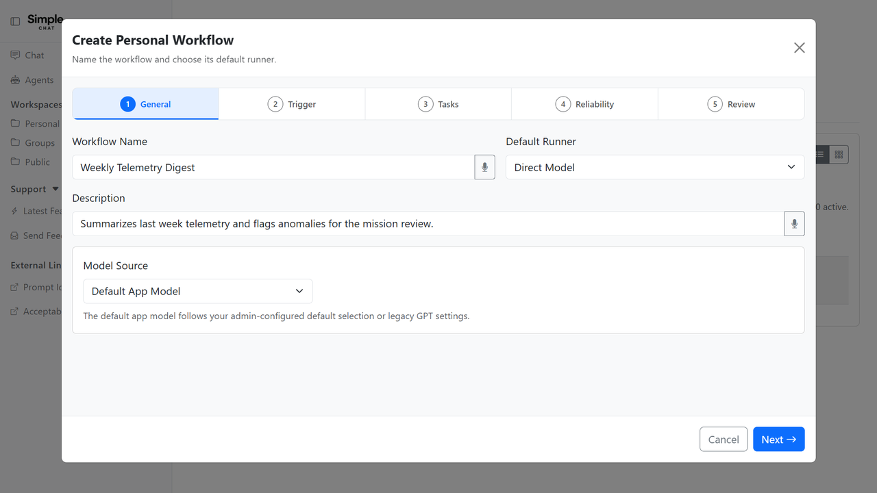 Stepped Workflow Builder screenshot placeholder