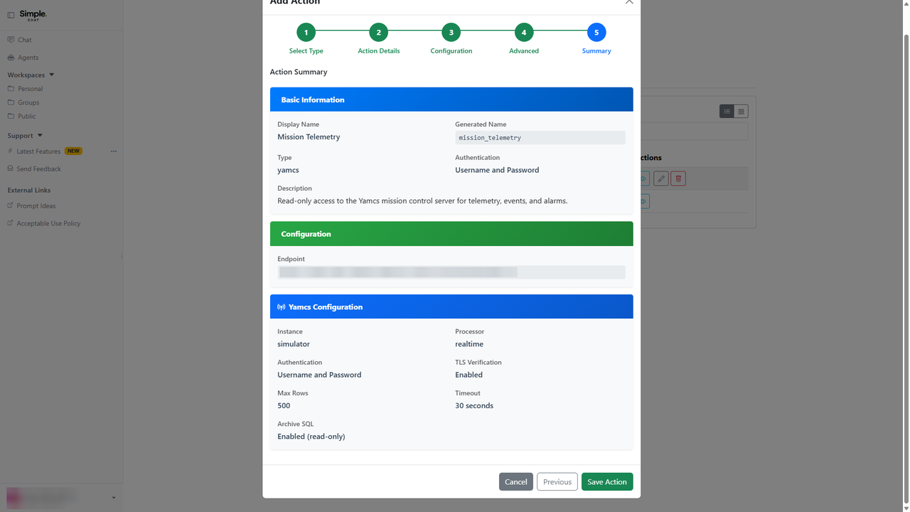 Review the Yamcs Configuration screenshot placeholder