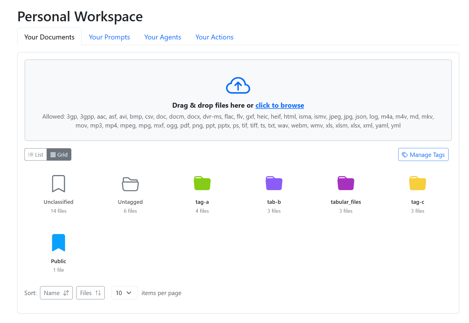 Workspace folder grid view screenshot