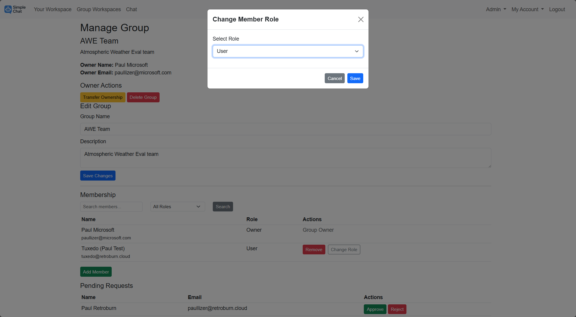 Manage Group - Assign member role