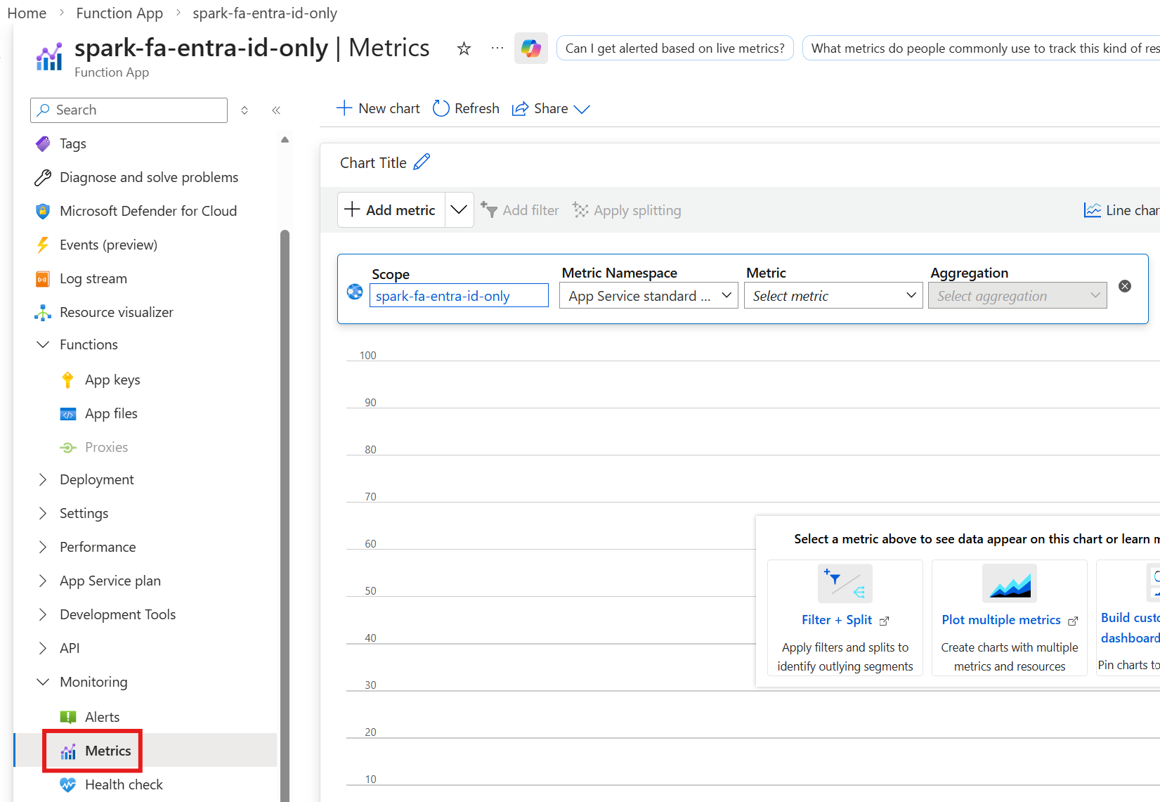 Function App Metrics Location