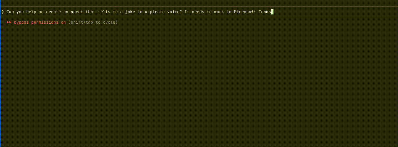 The teams-dev agent skill in action