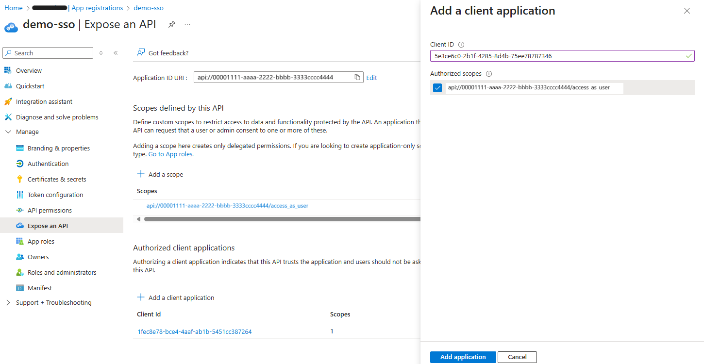 Entra oauth authorize client app