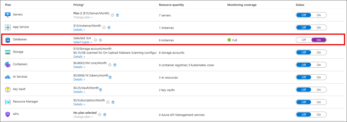Security Databases Toggle