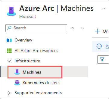 The Azure Arc Machines pane is shown with the + Add/Create option highlighted.