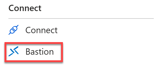 The virtual machine pane for the simulated on-premises hyper-v host VM is shown with the Bastion link under Operations highlighted.