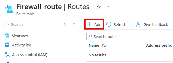 The Firewall-route Route table Routes pane with the Associate option highlighted.