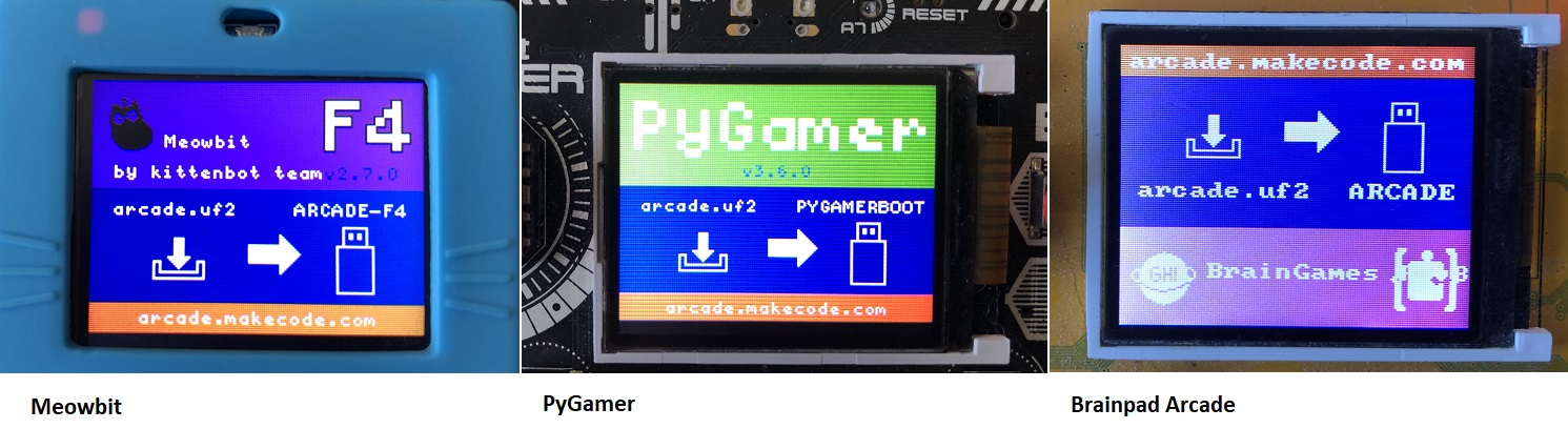 Arcade bootloader screens