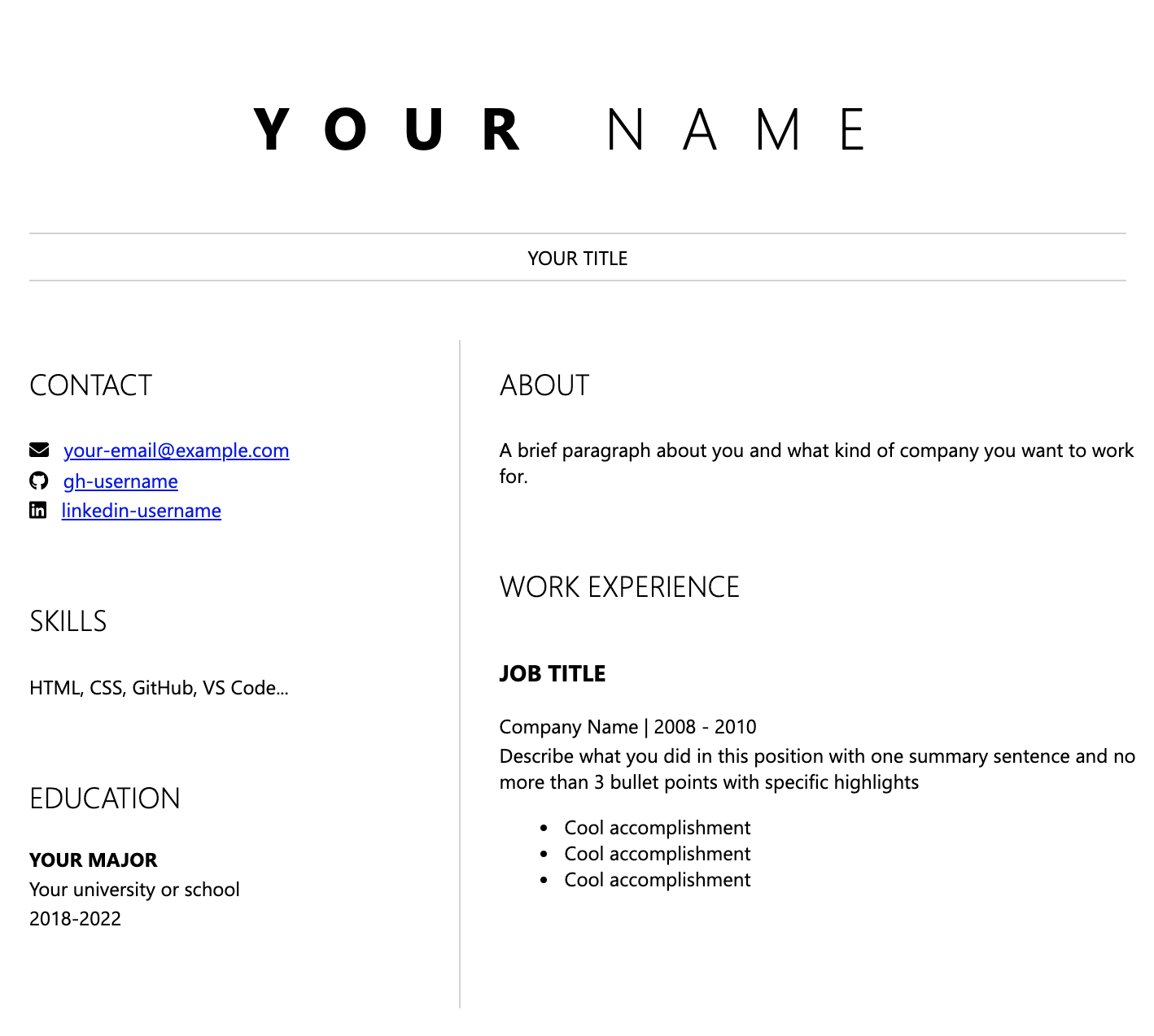 resume website